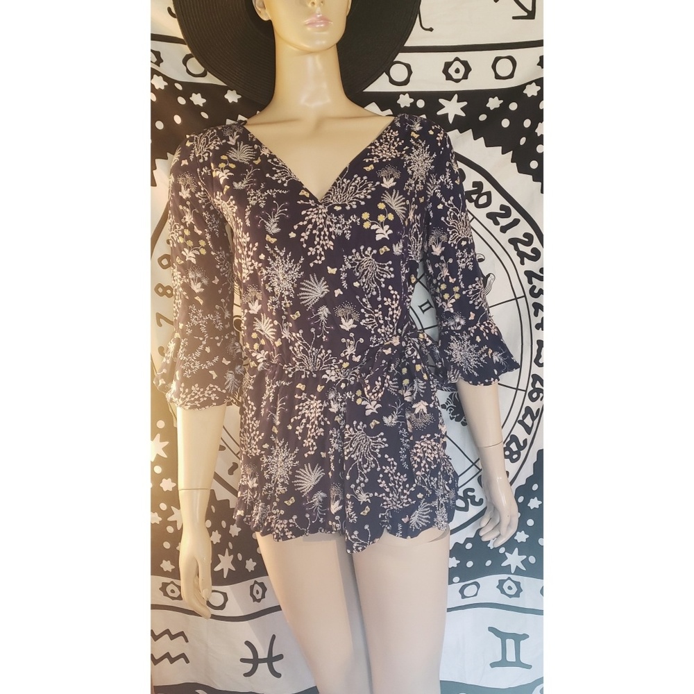 Ruffle Hem Floral Romper with Side Bow